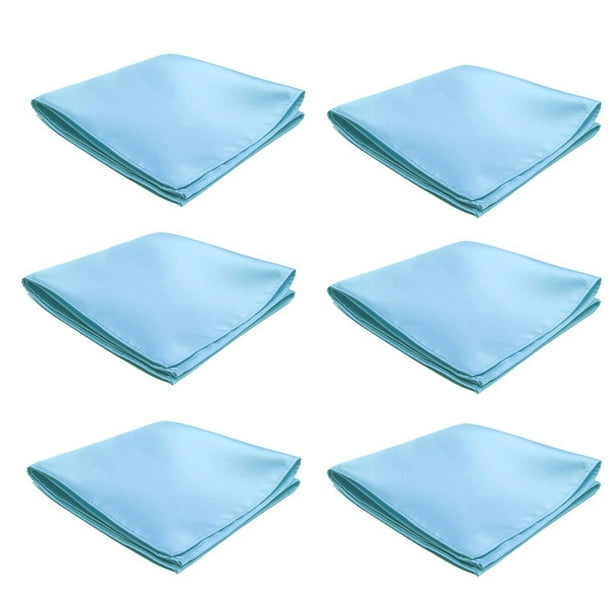 Mens Pocket Squares Handkerchief 6 PK Wedding Party Solid Color Handkerchiefs